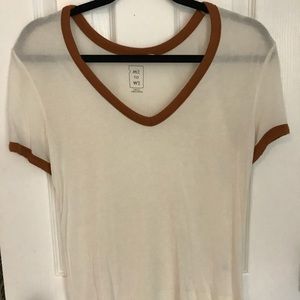 White tee with orange trim !